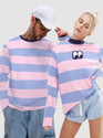 THE DRY STATE Striped Couple Round Neck Light Blue, Pink, Multicolor T-Shirt