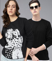 THE DRY STATE Pack of 2 Couple Printed Round Neck Cotton Blend Black T-Shirt