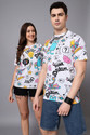 THE DRY STATE Pack of 2 Couple Printed Round Neck Cotton Blend Multicolor T-Shirt