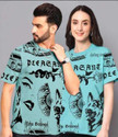 THE DRY STATE Pack of 2 Couple Printed Round Neck Cotton Blend Blue T-Shirt