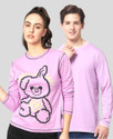 THE DRY STATE Pack of 2 Couple Printed Round Neck Cotton Blend Purple T-Shirt