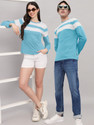 THE DRY STATE Striped Couple Round Neck Light Blue T-Shirt