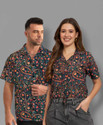 THE DRY STATE Couple Printed Round Neck Cotton Blend Multicolor T-Shirt