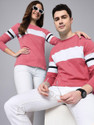THE DRY STATE Striped Couple Round Neck Multicolor T-Shirt