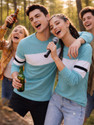 THE DRY STATE Striped Couple Round Neck Multicolor T-Shirt