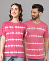 THE DRY STATE Pack of 2 Couple Printed Round Neck Cotton Blend Pink T-Shirt