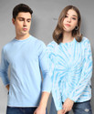 THE DRY STATE Pack of 2 Couple Printed Round Neck Cotton Blend Light Blue T-Shirt