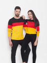 THE DRY STATE Pack of 2 Couple Striped Round Neck Cotton Blend Multicolor T-Shirt