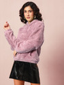THE DRY STATE Solid Hooded Neck Casual Women Pink Sweater