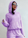 THE DRY STATE Solid Hooded Neck Casual Women Purple Sweater