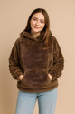 THE DRY STATE Solid Hooded Neck Casual Women Brown Sweater