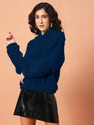 THE DRY STATE Solid Hooded Neck Casual Women Blue Sweater