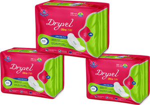 dryvel ultra xxl  extra long odour control  wide wings sanitary pad pack of 3