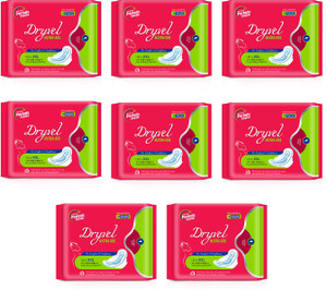 dryvel ultra-xxl sanitary pad with wide wings 64 pads - day  night use sanitary pad pack of 8
