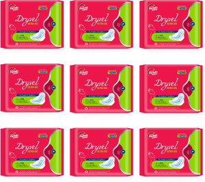 dryvel ultra-xxl sanitary pad with wide wings 72 pads - day  night use sanitary pad pack of 9