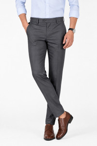the ds men regular fit grey cotton blend trousers
