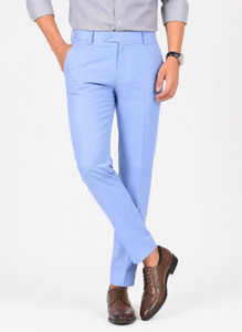 the ds regular fit men light blue trousers
