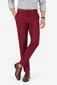 the ds regular fit men maroon trousers