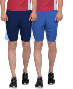 ds world solid men blue dark blue sports shorts