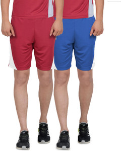 ds world solid men blue maroon sports shorts