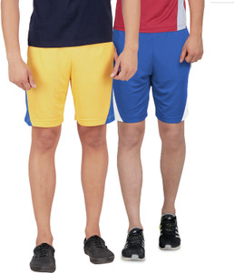 ds world solid men blue yellow sports shorts
