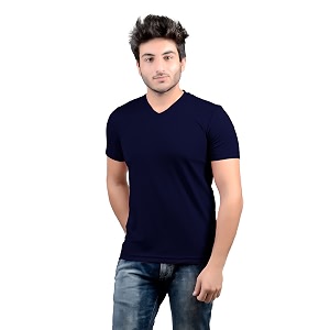 Stylish Regular Fit Plain Mens V-Neck Half