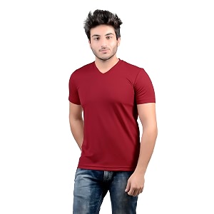 Stylish Regular Fit Plain Mens V-Neck Half