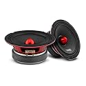 DS18 PRO-X6BM Loudspeaker - 6.5", Midrange, Red Aluminum Bullet, 500W Max, 250W RMS, 8 Ohms - Premium Quality Audio Door Speakers for Car or Truck Stereo Sound System - 2 Speakers (Renewed)