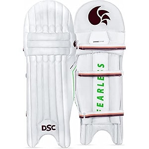 dsc leather intense attitude cricket batting legguard youth left white