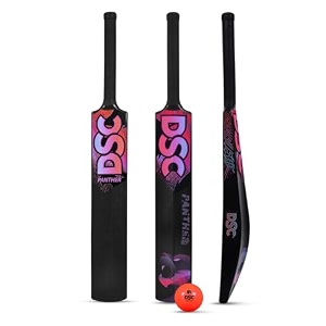 dsc panther plastic bat with pvc ball - ideal for tennis and gullyturf cricket bat for kids color - black size - full 15 years and above