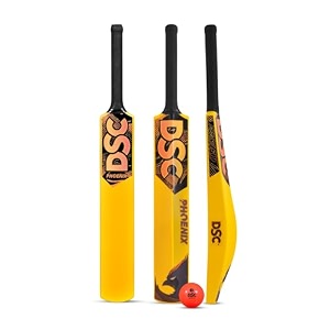 dsc phoenix plastic bat with pvc ball - ideal for tennis and gullyturf cricket bat for kids color - yellow size - full 15 years and above