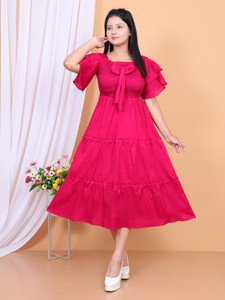 DSGARMENT Women Fit and Flare Pink Maxi