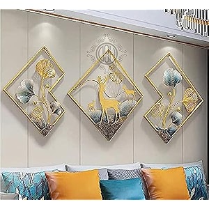 dsh crafting your curiosity metal wall decor gold metal leaf wall hanging sculpture for home decoration set of 3 02-dear-blu-3p