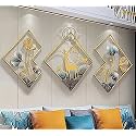 DSH CRAFTING YOUR CURIOSITY Metal Wall Decor Gold Metal Leaf Wall Hanging Sculpture for Home Decoration Set of 3 (02-DEAR-BLU-3P)
