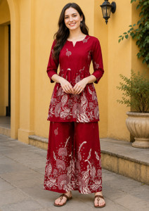 DSK STUDIO Women Ethnic Top Palazzo Set