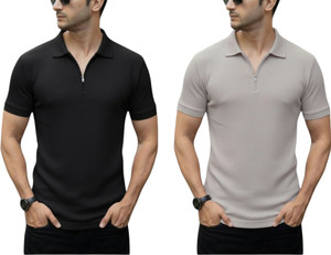 DSV Self Design Men Zip Neck Black