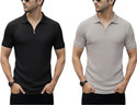 DSV Self Design Men Zip Neck Black