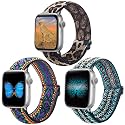 Dsytom 3 Pack Elastic Nylon Band Compatible for Apple Watch Bands Women Men