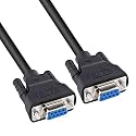 Dtech Db9 Rs232 Serial Female To Female Null Modem Full Handshaking 7 Wire Crossover Cable For Data Communication (0.5M, Black)