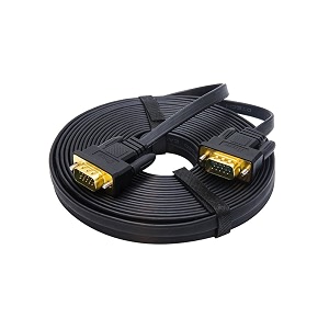 dtech ultra thin flat type vga cable 8m standard 15 pin male to male vga wire for computer monitor 25 feet - black
