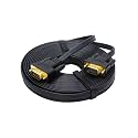 DTech Ultra Thin Flat Type VGA Cable 8m Standard 15 Pin Male to Male VGA Wire for Computer Monitor 25 Feet - Black