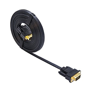 dtech ultra thin flat vga cable 3m standard 15 pin male to male vga wire for computer monitor10 feet - black