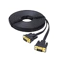 DTech Computer Monitor VGA Cable 65 FT 15 Pin Male to Male Cord Adapter 20m Long Slim Flat Black