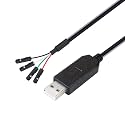 DTECH USB to TTL Serial 3.3V Adapter Cable TX RX Signal 4 Pin 0.1 inch Pitch Female Socket PL2303 Prolific Chip Windows 10 8 7 XP Vista (6ft, Black)