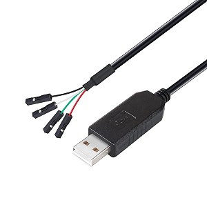 dtech usb to ttl serial adapter 33v debug cable tx rx signal 4 pin female socket pl2303 prolific chip windows 10 8 7 xp vista 3ft black