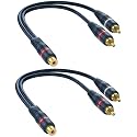RCA Splitter 1 Female to 2 Male, 2 Pack - RCA Audio Video Cable Splitter Adapter, Dark Blue