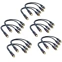 RCA Splitter 1 Female to 2 Male [10-Pack], RCA Y Splitter Audio Video Adapter Cable 8 inch