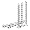 DTGN 100Pcs #7x2" Flat Head Wood Screws, 304 Stainless Steel Phillips Self Tapping Screws - Good for Woodworking, Furniture - Silver