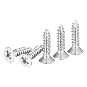 dtgn 120pcs 6x5834 flat head wood screws 304 stainless steel phillips self tapping screws - good for woodworking furniture - silver