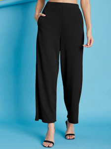 DTR FASHION Flared Women Black Trousers